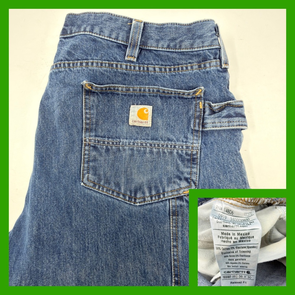 Carhartt 103887 Relaxed Fit Double Front Logger Jeans Blue Denim Men's 38x30